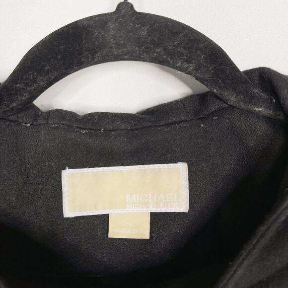 Michael Michael Kors Womens 14 Black Wool Blend Hooded Peacoat Jacket Gold - Picture 9 of 12